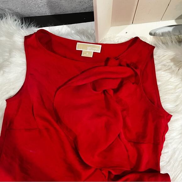 NEW Michael Kors Classic Flutter Draped Ruffle Crinkle Sleeveless Top Red 2 NWOT - Picture 12 of 16